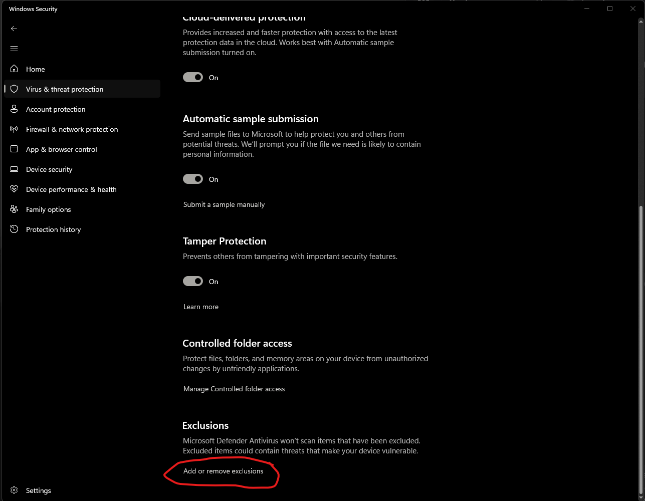 Add or Remove Exclusions Add or Remove Exclusions